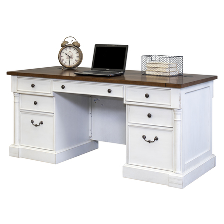 Durham Mfg Durham Executive Desk in Weathered White IMDU680